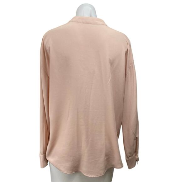 MNG Mango Women's Pink V Neck Long Sleeve Button Up Shirt Blouse Top Size 8 - Picture 3 of 5